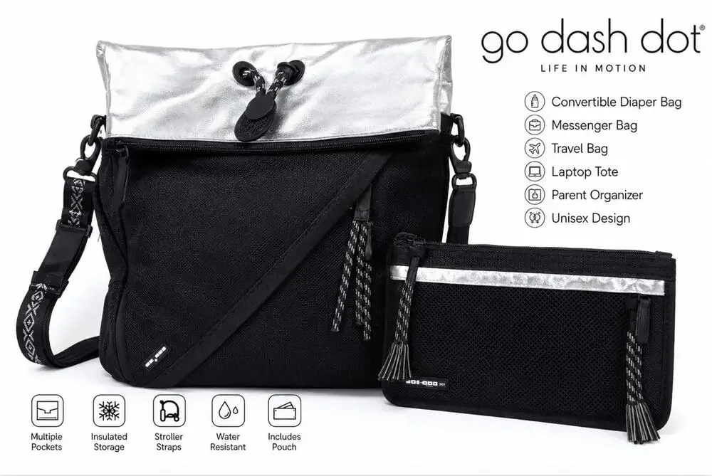 Go Dash Dot Convertible Messenger Diaper Bag Laptop Travel Tote Organizer